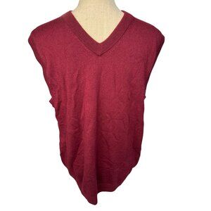 Turnbury Extra Fine Merino Wool Sweater Vest M Burgundy V-Neck Pullover Sleevele